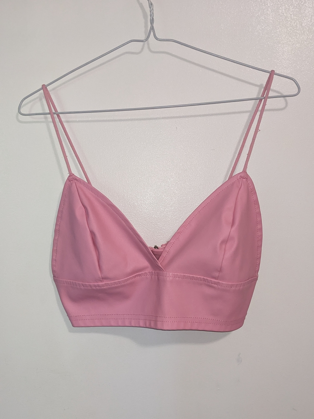 SHEIN Pink V-Neck Bralette with Double Spaghetti Straps